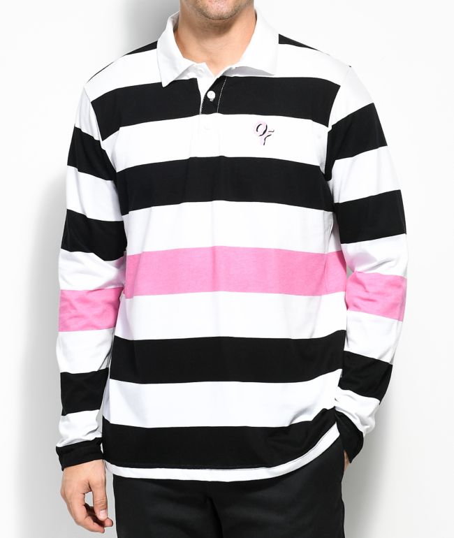 pink striped polo shirt